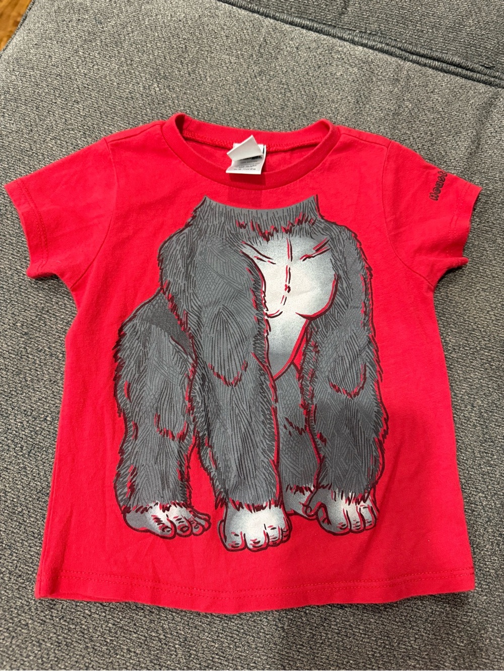Red Kids Short-Sleeve Graphic Tee with Gorilla Artwork